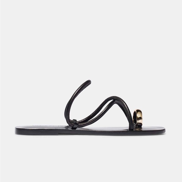 Emme Parsons Black Leather Flip Flops Size 38